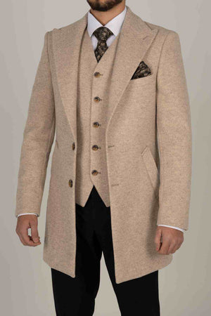 Harald regular fit ullfrakk krem