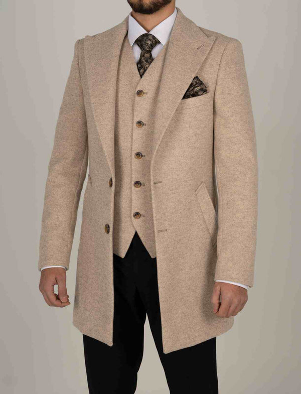 Harald regular fit ullfrakk krem