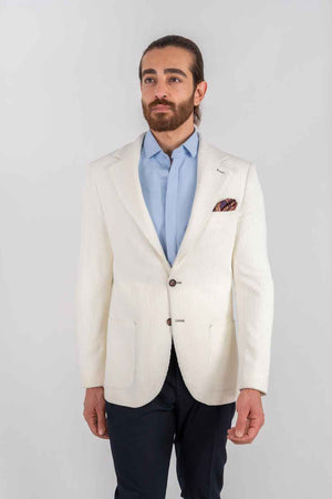 Milan regular fit fløyel dressjakke hvit