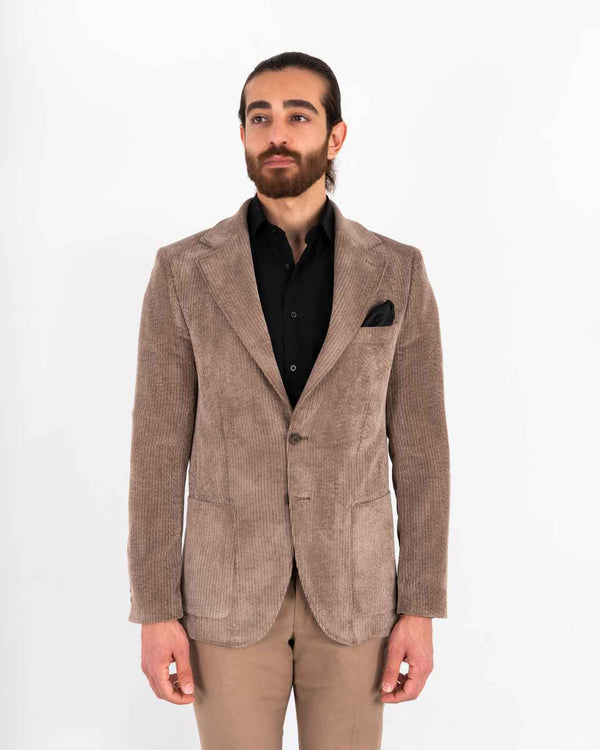 Milan regular fit fløyel dressjakke mørk brun