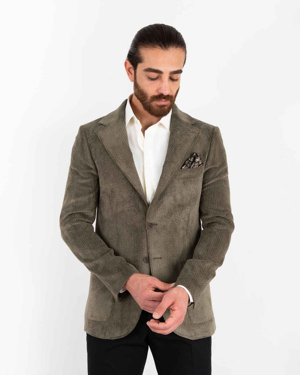 Milan regular fit fløyel dressjakke grønn