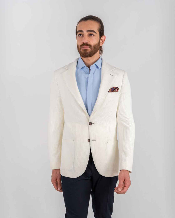 Milan regular fit fløyel dressjakke hvit